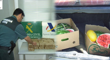 القبض على شخصين بمعبر مليلية حاولا تهريب المخدرات في صناديق البطيخ